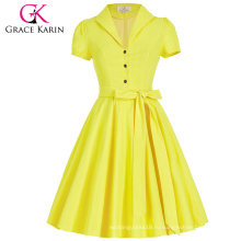 Грейс Карин нагрудные воротник нейлон-хлопок с коротким рукавом женщин летнее платье 1950-х годов старинные Ретро платья CL008946-3